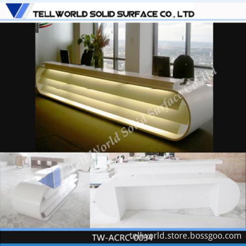 LED Reception Counter, Marble Office Front Desk, Corian Modern Design Reception Desk